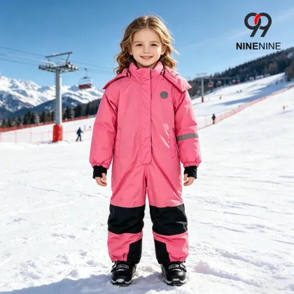 Kids Pink & Black One Piece Snowsuit