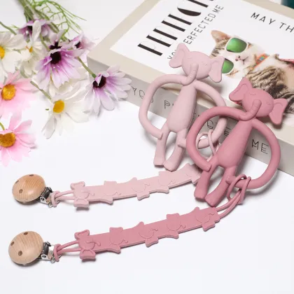 Elephant Teether Pacifier Clip Set Teething Solution