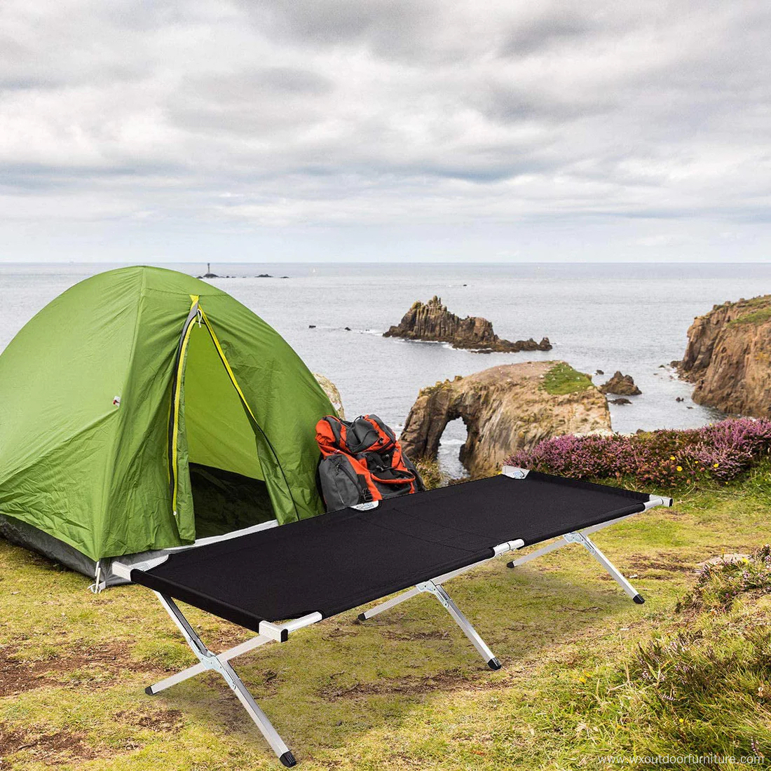 Customize Aluminium Adults Single 600D Double Outdoor Beach Portable Folding Camping Sleeping Cot for travelling