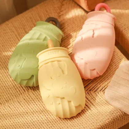 Custom Cute Silicone Hot Water Bag: Portable Reusable Winter Hand Warmer with Cover