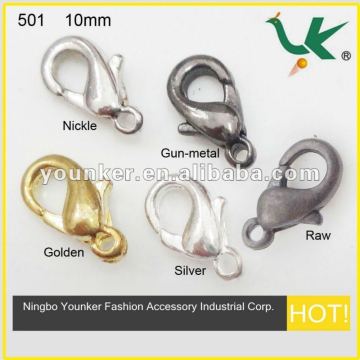 High Quality Fashion Jewelry Finding Alloy Lobster Clasp 10mm,Model 501