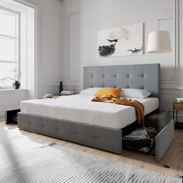 High-End European Modern Design Hotel Bed Frames: King, Queen, and Double Sizes for Luxury Bedroom Furniture