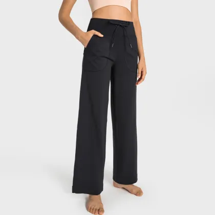 Comfy Lulu Buttery Soft Wide Leg Yoga Pants with Elastic Waist and Side Pockets