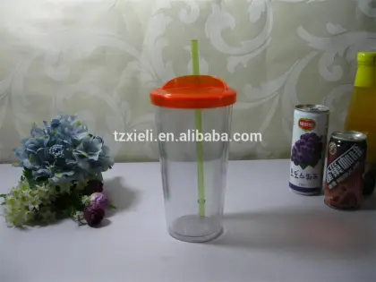 Double Wall Straw Cup,Plastic Straw cup