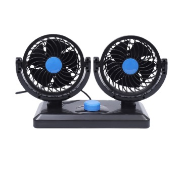 24V/12V Dual Head Car Fan with 360° Rotation and 2 Speed Settings