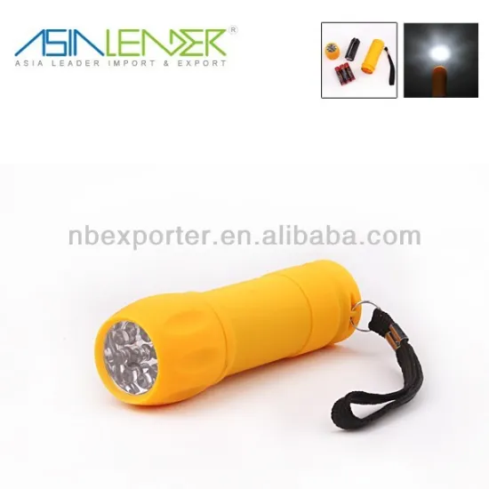 Promotion mini 9 LED flash light with rubber coating
