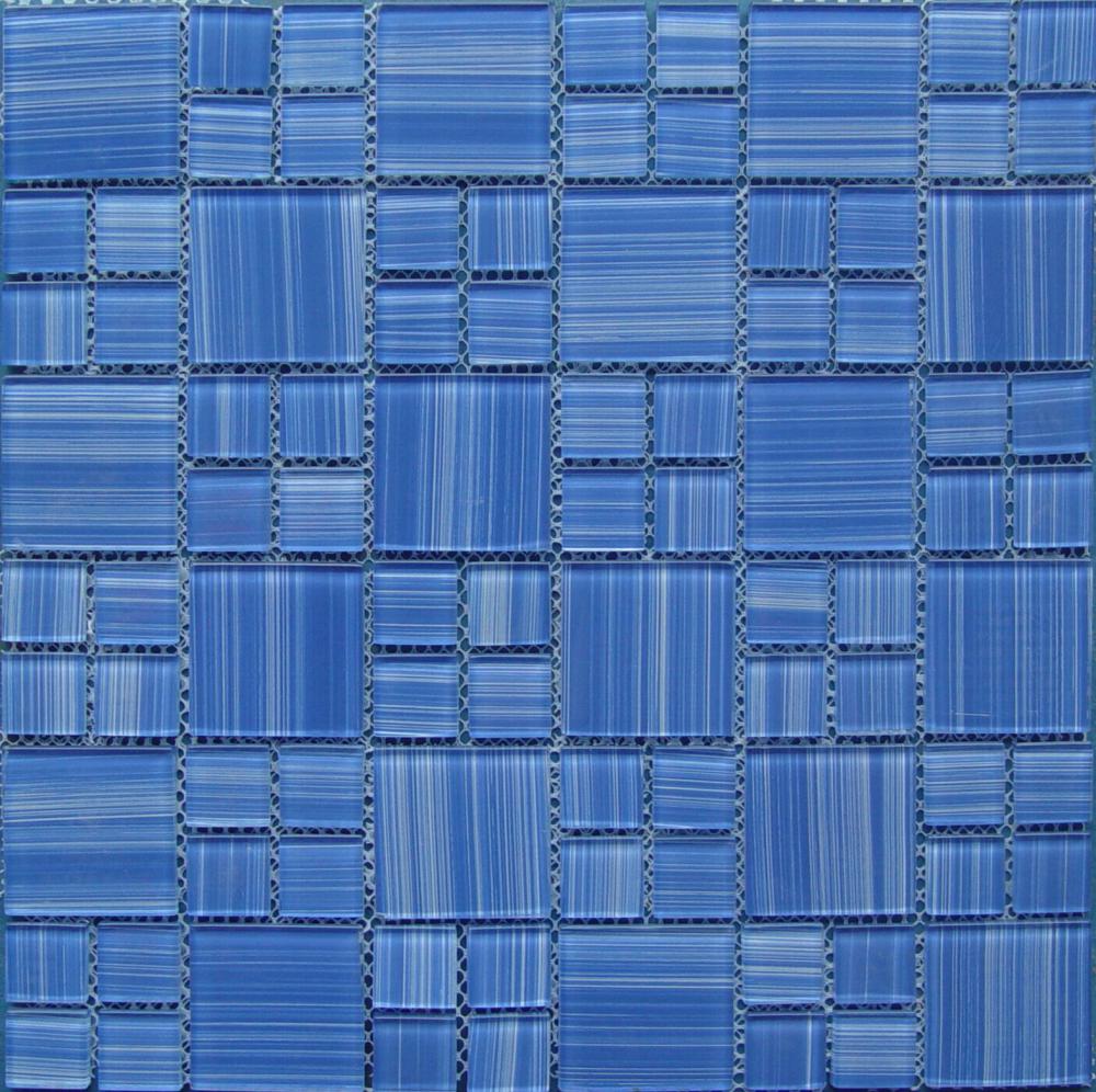 Blue Hand Painting Glass Mosaic