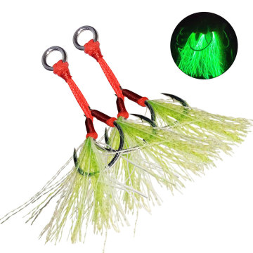 Runtoo Pike Assist Hook hoher Kohlenstoffstahl Doppel -Jigging -Haken für das Meeresfischen mit Glühfeder Tackle