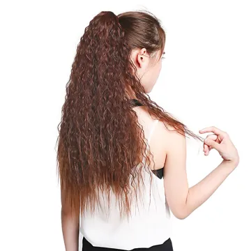 AliLeader Cheap Afro Kinky Synthetic Hair Long Curly Corn Wavy Drawstring Ponytail Hairpieces