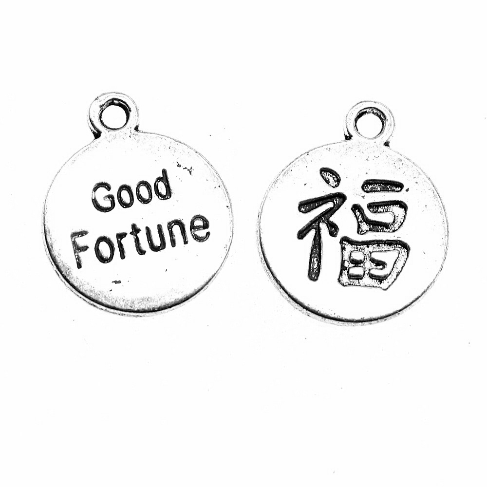 10pcs Chinese Good Luck Fu Charms Pendant For Jewlery Making 2 Colors Chinese Fu Charms Charm Good Fortune 18x15mm