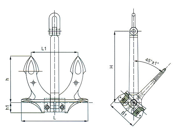 A B C type hall anchor for marine use