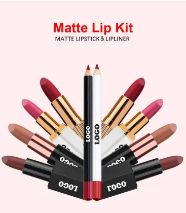Private Label Vegan Matte Lipstick and Lipliner Kit - Waterproof Brown