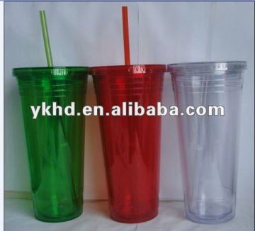 plastic cup with lid and straw for promotion (BPA free)