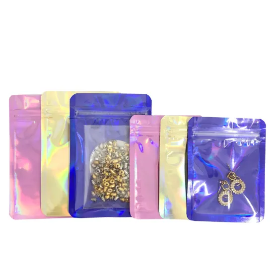 Custom Holographic Zipper Pouches - Stand Up Plastic Packaging Bags Mylar Bags