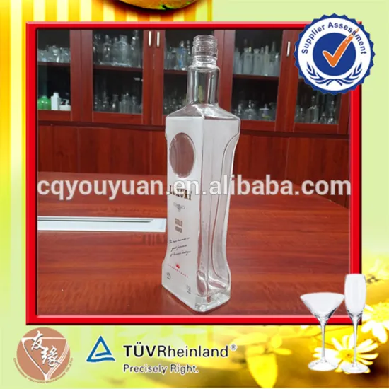 Empty Mini Square Glass Spirit Liquor Bottle French Square Bottles 500ML