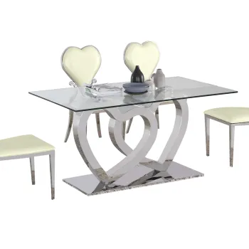 Heart Shaped Gold Stainless Steel Tempered Clear Glass Wedding Table
