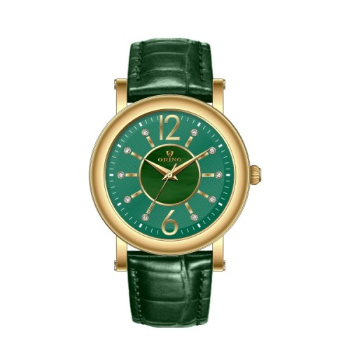 Quartz Men Watch avec une sangle en cuir alligator