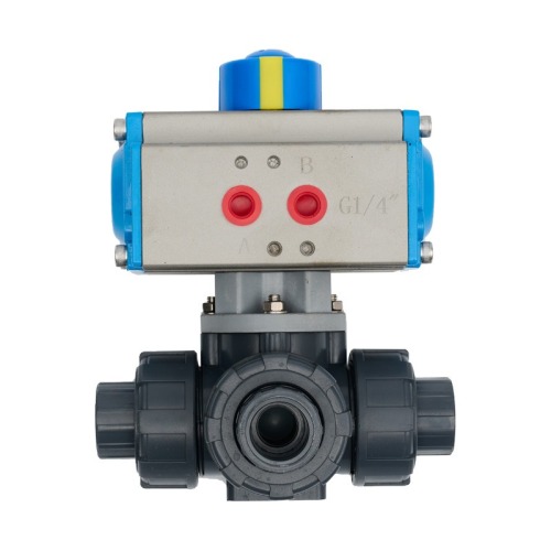 atmospheric pressure pneumatic UPVC three-way ball valve
