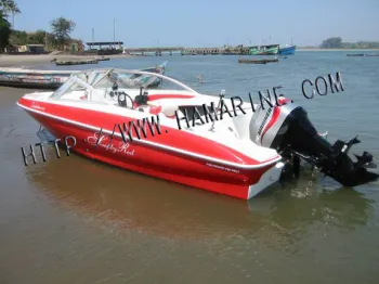 White and Red Outboard Boat (HA535 - Outboard)