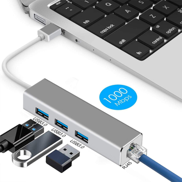Type-C 4-in-1 Docking Station with J45 1000Mbps Ethernet Adapter