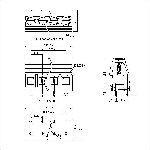 AT135-10.16XXX-C PCB Screw Terminal Block Pitch10.16