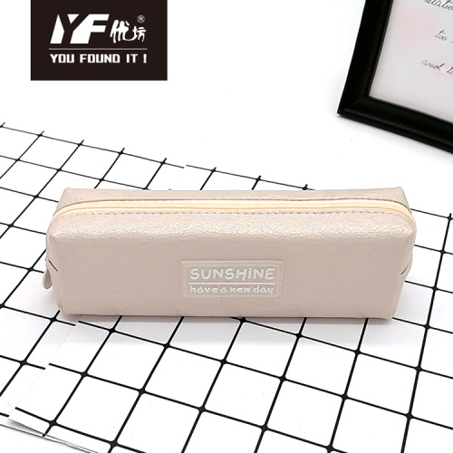 Pu Leather Pencil Case Custom letters printing simple fashion pu pencil case Manufactory