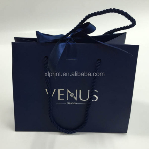 Blue color gold foil clothing shopping paper bag
