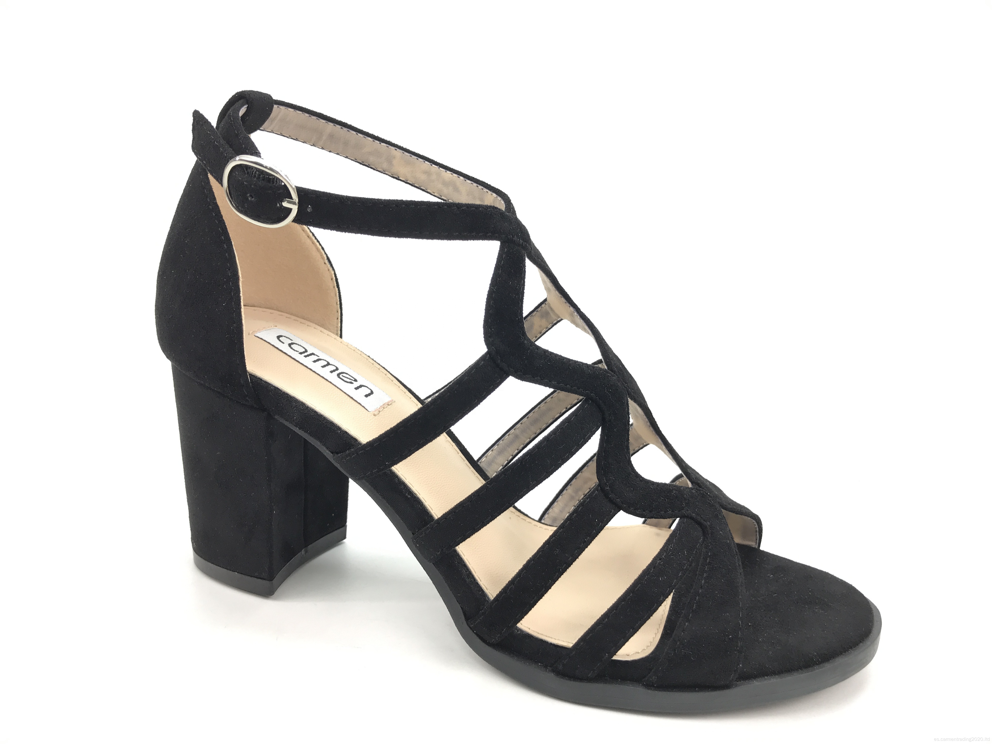 Sandalias de tacones de tacones de tacón enjaulados con correa de tobillo
