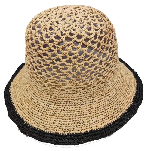 レディースラフィアハットかぎ針編みの帽子