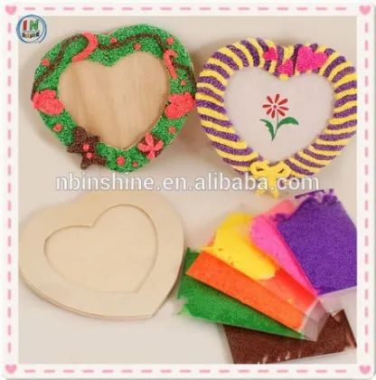Pearl clay wood photo frame , DIY creative modelling kids foam clay , diy kids wooden toys