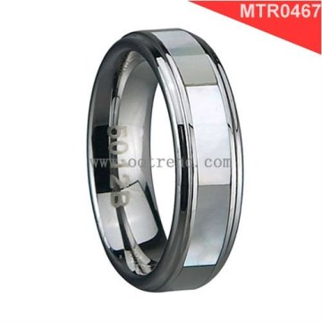 Fashion men tungsten rings,inlay shell