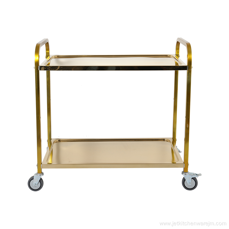 Two-tiers Wine Service Trolley With Golden Color