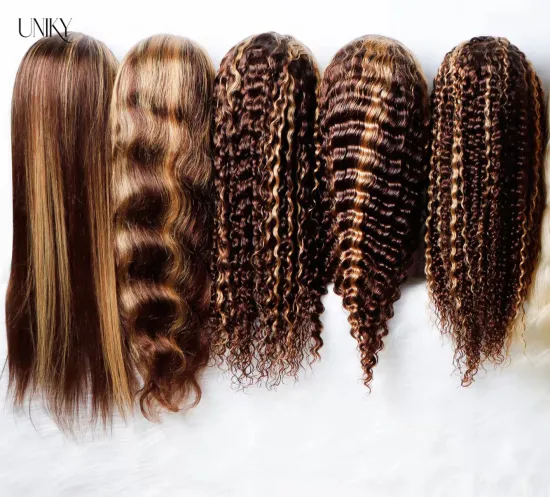 High Quality Hair Wigs Long Straight P4/30 Human Hair Front Wigs Highlight Honey Brown Color Straight Human Hair Lace Front Wig