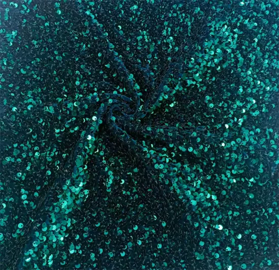 Fancy Shine Emerald Sequin Embroidery Fabrics