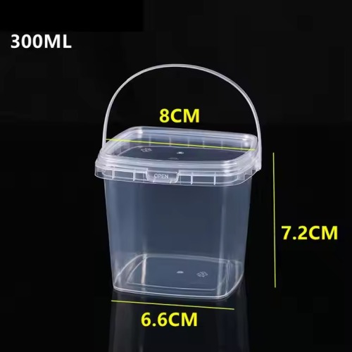 Transparent Plastic Bucket Square Ice Bucket Food Packing