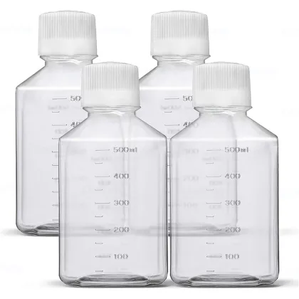Transparent PET Cell Culture Serum Medium Reagent Bottles - 30ml to 1000ml