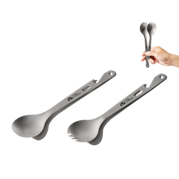 Mobi Garden Portable Titanium Fork and Spoon Set - Dễ dàng lưu trữ và đa chức năng để cắm trại và dã ngoại