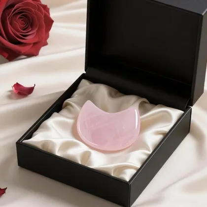 Gemstone 60MM Cat Head Gua Sha Board Natural Rose Quartz Facial Beauty Massager Crescent Moon Small Cat Crystal Gua Sha Board
