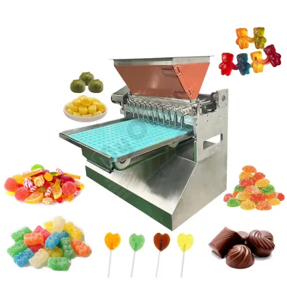 Table Top Jelly Bear Candy Making Machine with Rainbow Swirl Lollipop and Pop Rocks Pectin Depositor