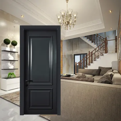 Black Composite Solid Wood Panel Doors with Simple Design