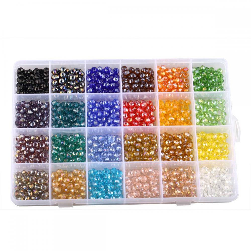 Kits de cuentas de cristal de vidrio de 6 mm 24 cajas