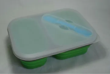 silicone foldable lunch box with cutlery
