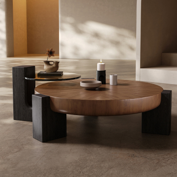 Italian Modern Minimalist Antique Walnut Coffee Table