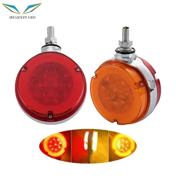 4 Inch Round Dual-Face LED Side Marker Light - Amber/Red for Truck Fenders (12V/24V)