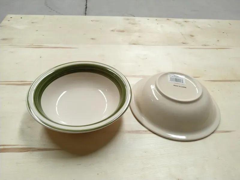 Green Ceramic Hand-Painted Bowls