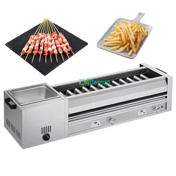 Stainless Steel Gas Barbecue Grill and Fryer: Commercial Fried Skewers Grill Machine