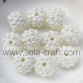 Shinning Wholesale 10*12MM Pearl Resin Rhinestone Faux ball Beads