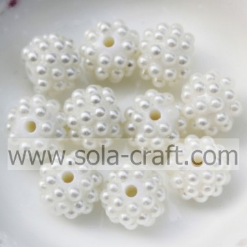 Shinning Wholesale 10 * 12MM pérola resina strass faux ball grânulos