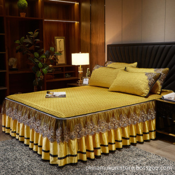 Bed Skirts 100% ice Silk Pattern bed skirts