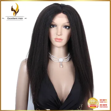 Wholesale black hair products real mink brazilian hair kinky straight human hair wig lace front